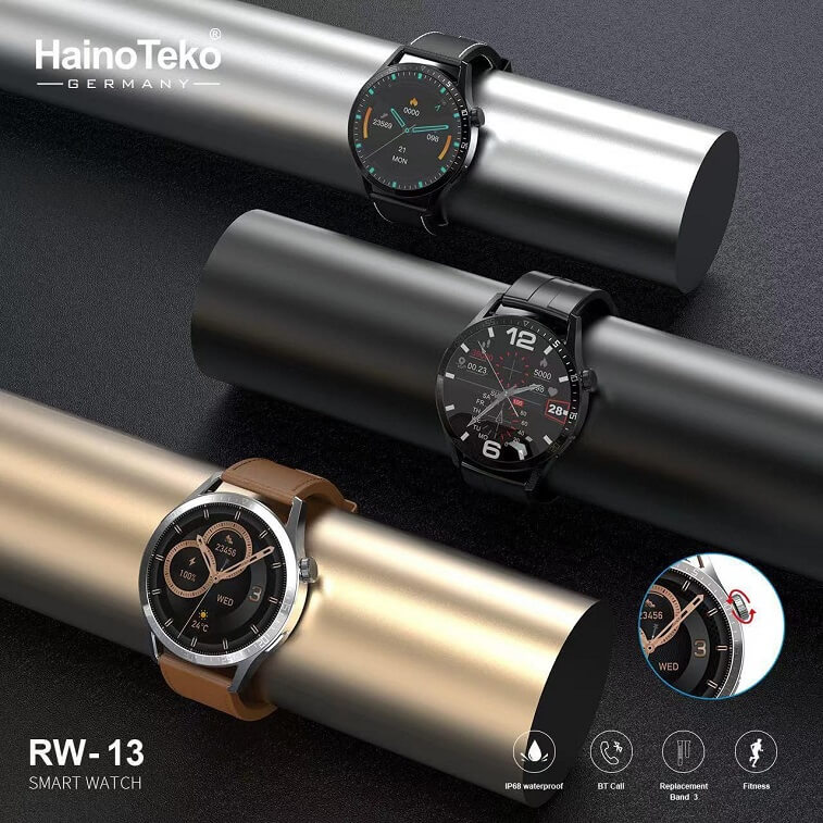 Haino Teko RW-13 Original Smart Watch, Include Leather And Plastic Band Watch-Ajman Shop