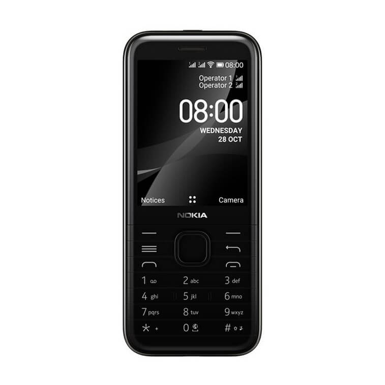 Nokia 8000 4G Feature Phone With Dual Sim, Whatsapp, Facebook, Youtube, 4G And WiFi Hotspot-Black