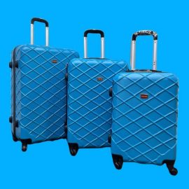 Travel Bag Trolley 3 Pieces Set With Spinner Wheels & Lock "20/24/28"Inch, Blue-Ajmanshop