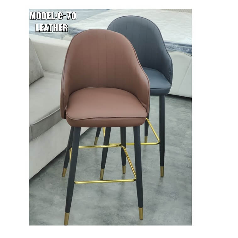 Velvet Modern Bar Stools Height Chairs For Home Bar/Dining Room/Kitchen- Brown-Ajman Shop