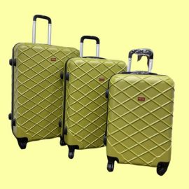 Travel Bag Trolley 3 Pieces Set With Spinner Wheels & Lock "20/24/28"Inch, Olive-Ajmanshop