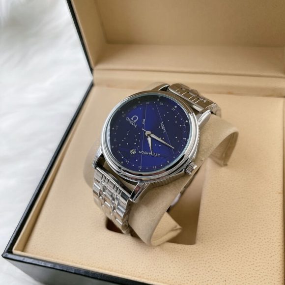 Omega Stylish Dot Watches For Men With Box-Blue-Ajman Shop
