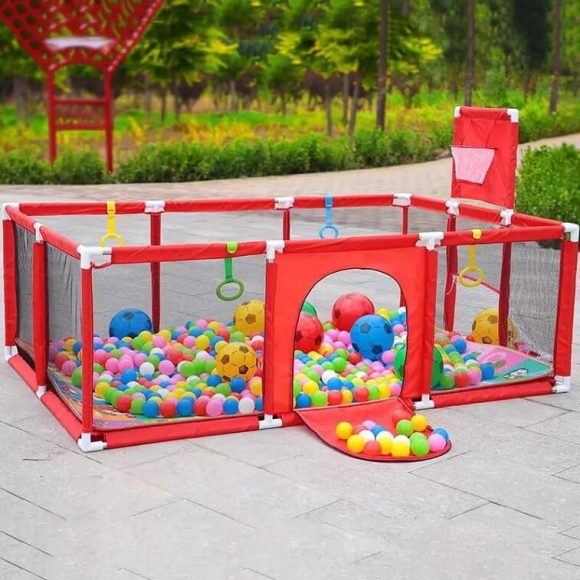 Baby Fence Foldable Safety Baby Playpen Large Play Area Baby Gyms & Playmats With 30 Balls-Ajmanshop