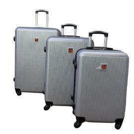 Travel Bag Trolley 3 Pieces Set With Spinner Wheels & Lock "20/24/28"Inch, Silver-Ajmanshop