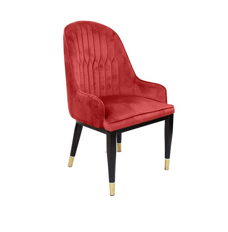 Velvet New Dinning Chair for Home or Restaurant- Red- Ajman Shop