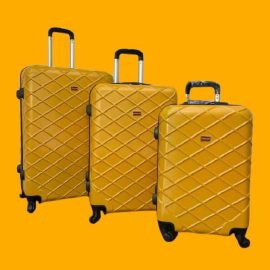Travel Bag Trolley 3 Pieces Set With Spinner Wheels & Lock "20/24/28"Inch, Yellow-Ajmanshop