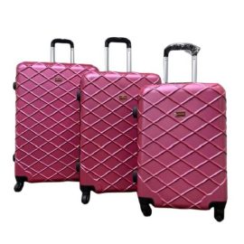 Travel Bag Trolley 3 Pieces Set With Spinner Wheels & Lock "20/24/28"Inch, Pink-Ajmanshopp