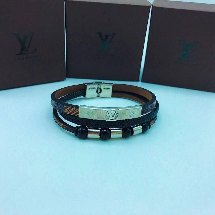 Louis Vuitton Unisex Jewelry Leather Chain Combination With Stainless Steel Leather  Bracelet For-Men/Women