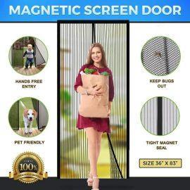 Outry Magnetic Screen Door, Durable Heavy Duty Mesh Curtain With Fly Mosquito Screens Also Wide Full Frame Hook & Loop-Ajman Shop