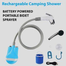Portable Outdoor Rechargeable Camping Muslim Shower Bidet Sprayer with Bucket-Ajmanshop