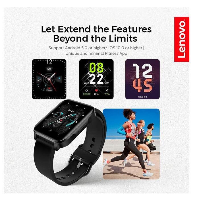 Lenovo S2 Pro Waterproof Health Monitor Sports Modes Ios Android Smart Watch(UAE Version), Black-Ajmanshop