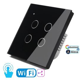 Creative 4 Gang Lighting Switch, Remote Control Touch Switch With Voice Control-Ajman Shop