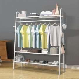 3 Tier Closet Organizer Metal Garment Rack Portable Clothes Hanger -AjmanShop