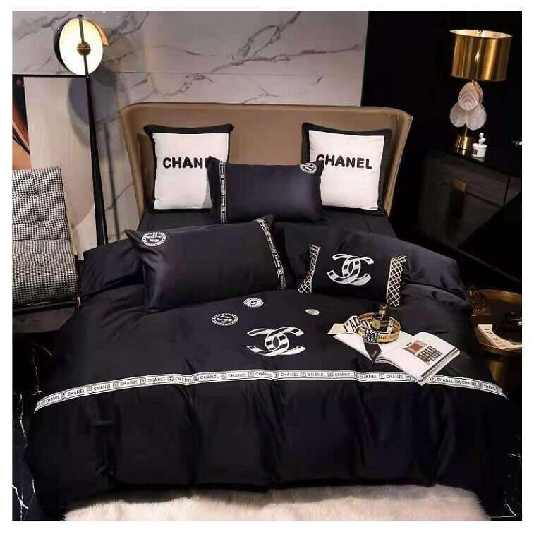 Black Chanel Cotton Bed Cover Set-AjmanShop