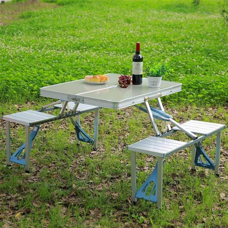 Folding Table Outdoor Connected Table And Chair, Portable Hand-Held Exhibition Industry Picnic Set-Ajmanshop