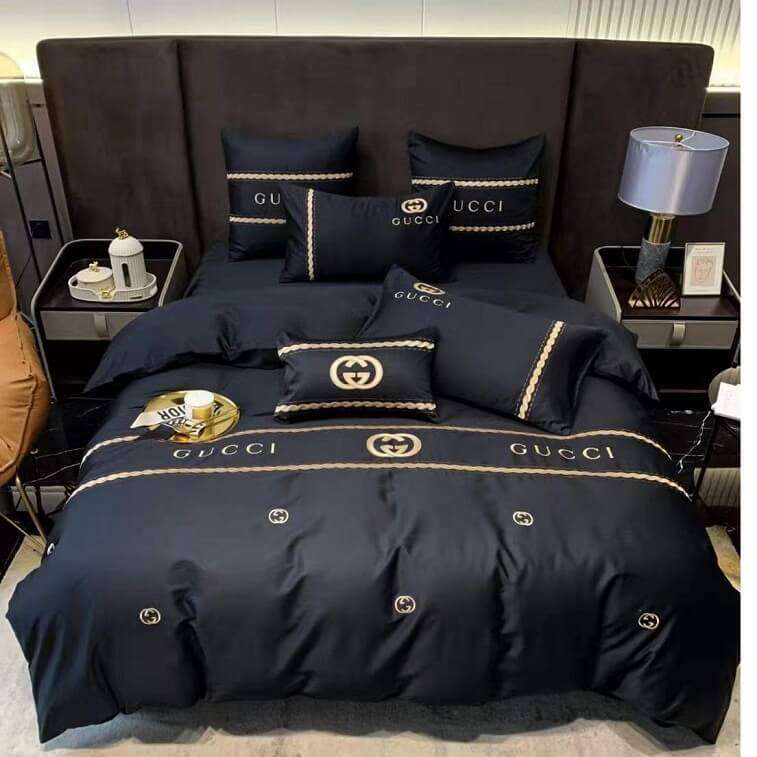Gucci Black Cotton Bed Cover Set-AjmanShop
