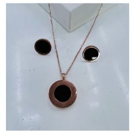 Round Shape Black,Gold Jewelry Set- AjmanShop