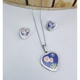 Silver Monogram Heart Shape Jewelry Set- AjmanShop