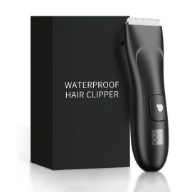 Waterproof Hair Trimmer for Men, USB Rechargeable Electric Body Hair Grooming Trimmer Ultimate Male Hygiene Razor with LED Display Black-Ajmanshop