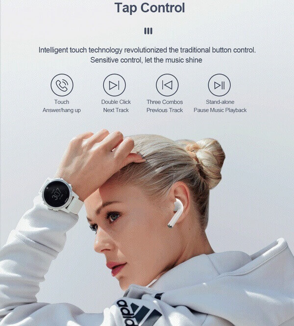i12 Wireless Earbuds Bluetooth 5.0 Headphones (White)-Ajmanshop