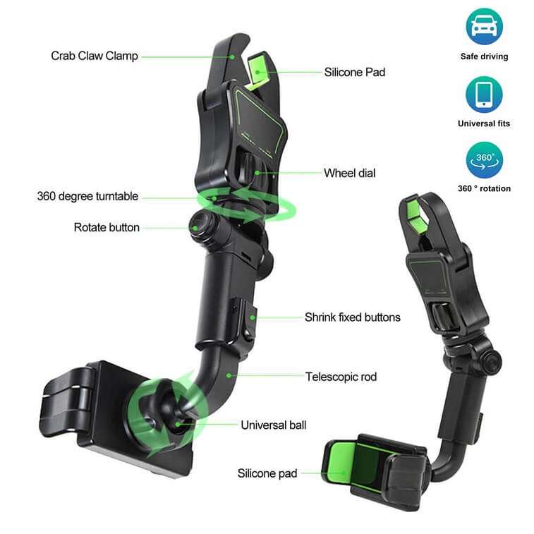 360 Degree Universal Clip Cell Phone Holder Multi-Joint Flexible Adjustment for Car-Ajmanshop
