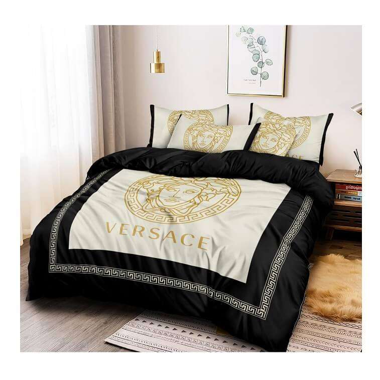 Versace Printed Bed Sheet Cover Set Black in AjmanShop