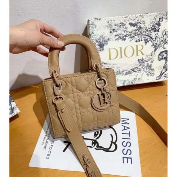 Dior Matte Sling Patent leather Medium Lady Dior Bag Brown in AjmanShop