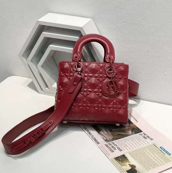 Dior Sling Patent leather Small Lady Dior Bag Red in AjmanShop