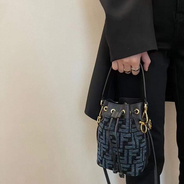 Fendi Pouch Mon Tresor Mini Bag For Ladies Black Grey in AjmanShop