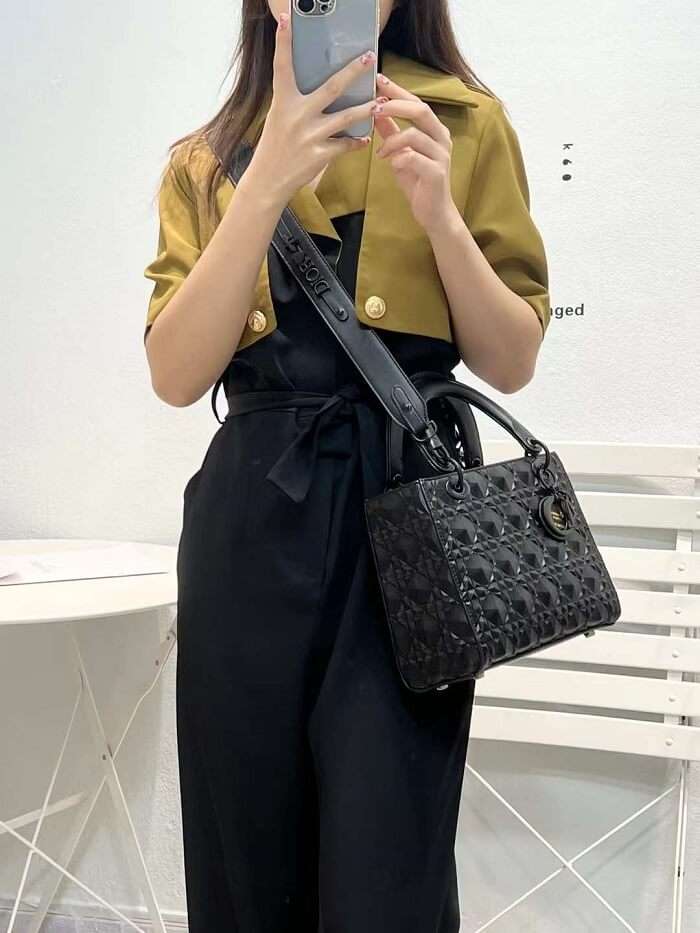 Medium Lady Christian Dior Bag 24cm Black in AjmanShop  

