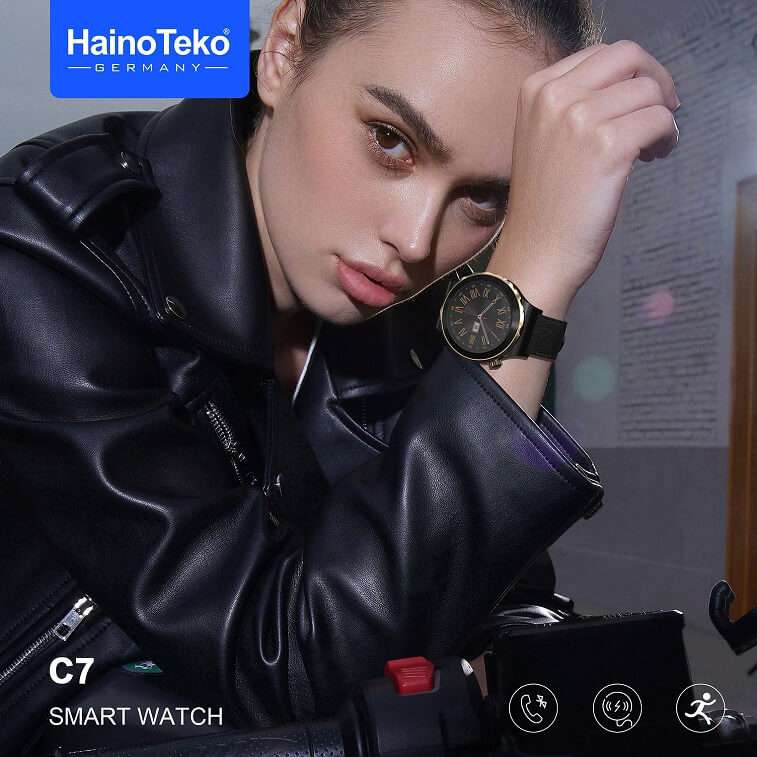 Haino Teko C7 SmartWatch, Best Ladies Round Shape Smart Watch-Ajmanshop