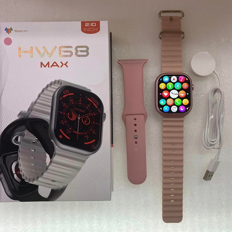 Hw68 Max Smartwatch, Big Full Screen Men Women Body Temperature Nfc Smart Watch-Ajmanshopp