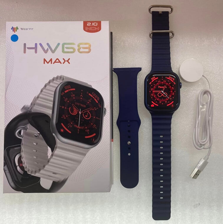 Hw68 Max Smartwatch, Big Full Screen Men Women Body Temperature Nfc Smart Watch-Ajmanshop