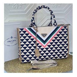 Prada Symbole Jacquard Fabric Handbag Good Quality Beige in AjmanShop