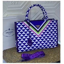 Prada Symbole Jacquard Fabric Handbag Good Quality Blue in AjmanShop