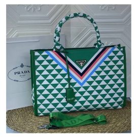 Prada Symbole Jacquard Fabric Handbag Good Quality Green in AjmanShop