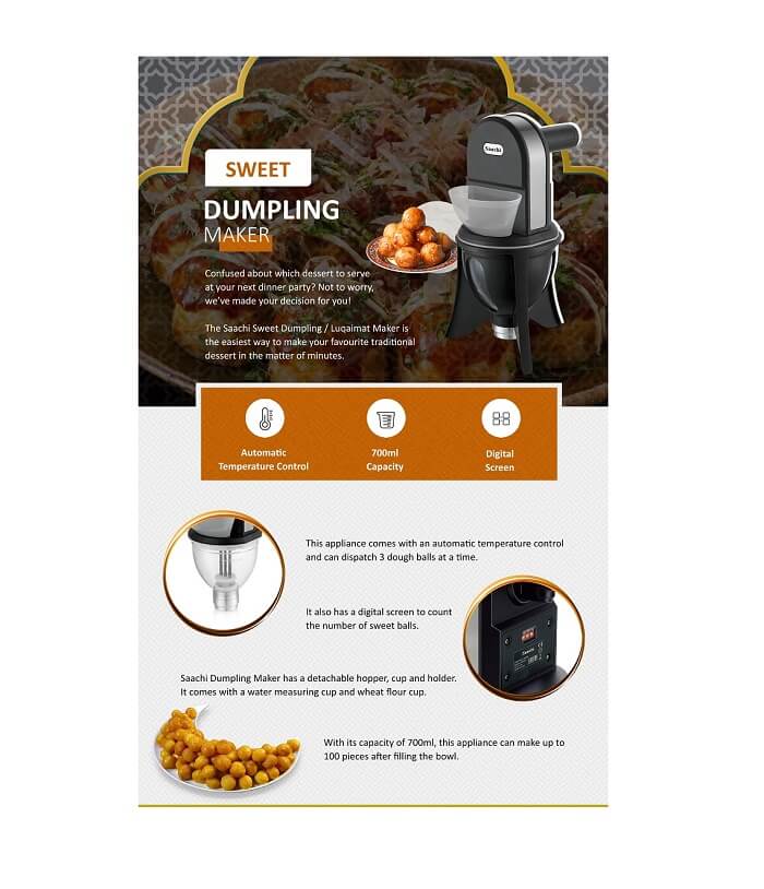 Saachi Sweet Dumplings Luqaimat Maker NL-SB-2020 in AjmanShop 