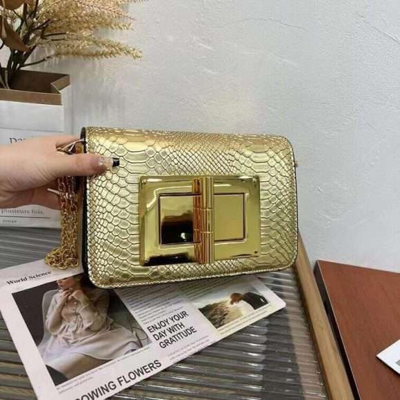 Tomford Stylish Party Bag 23 cm For Women Golden in AjmanShop