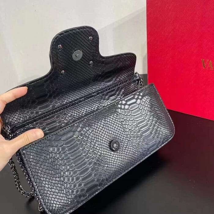 Valentino V Logo Foldover Shoulder Party Bag for Ladies Black in AjmanShop 