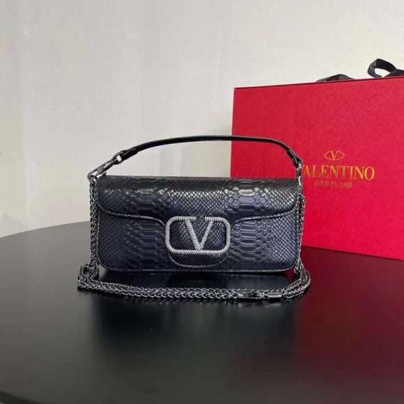 Valentino V Logo Foldover Shoulder Party Bag for Ladies Black in AjmanShop