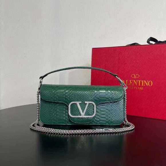 Valentino V Logo Foldover Shoulder Party Bag for Ladies Green in AjmanShop