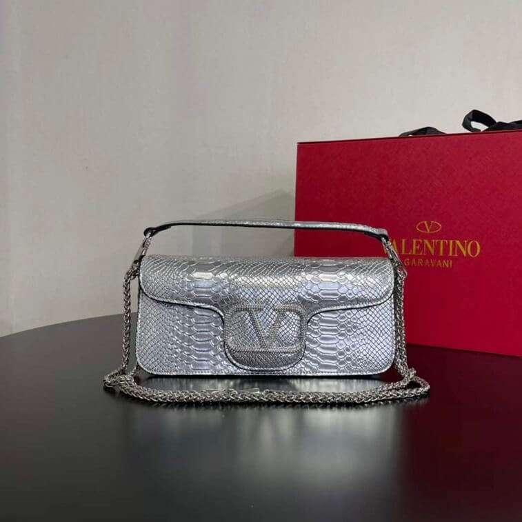 Valentino V Logo Foldover Shoulder Party Bag for Ladies Silver in AjmanShop