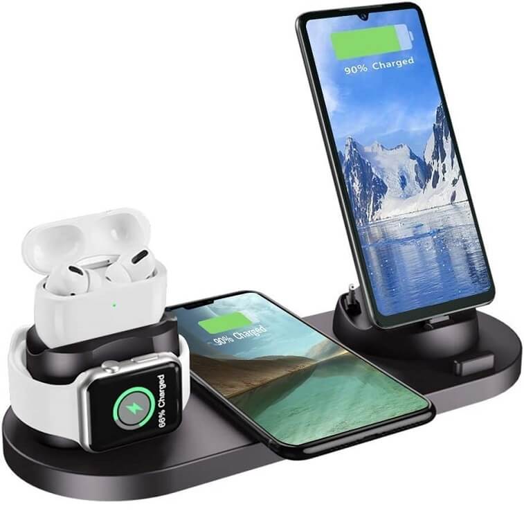 Wireless Charger 4 in 1 Wireless Charger Station for Apple- Black-Ajmanshop