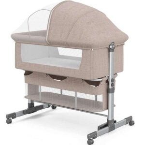 Bassinet 3 in 1 Baby Crib Baby Bed with Breathable Net Adjustable Bedside Sleeper for Baby Khaki AjmanShop 1