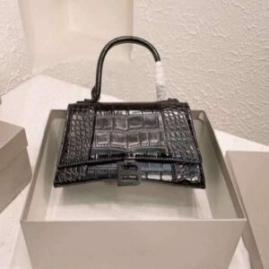 Balenciaga Women's Black Coco-Print Medium Leather Hourglass XS Bag for Ladies - AjmanShop