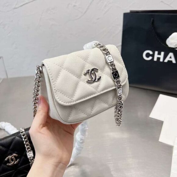 Chanel Mini Clutch with Chain in White Caviar in AjmanShop 1