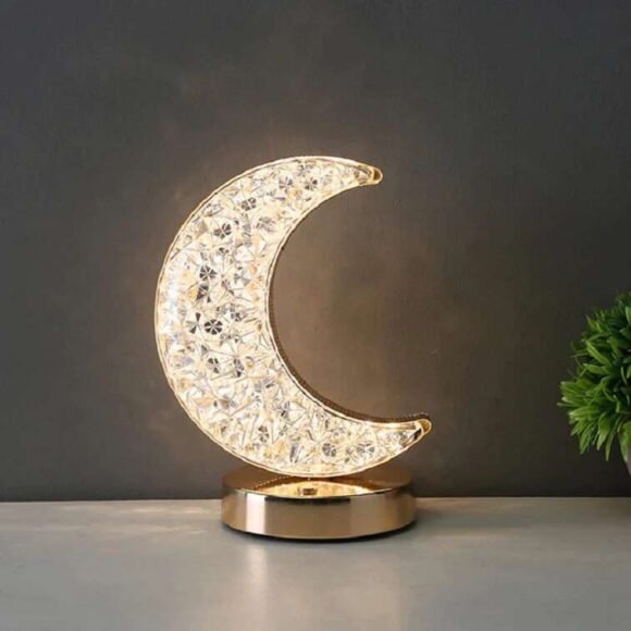 Crystal Table Lamp By Crescent Moon Rechargeable- Ajmanshop