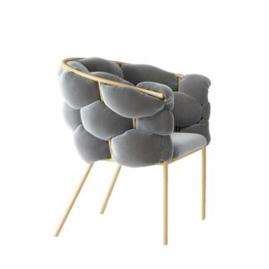Customizable Modern Minimalist Bedroom Dressing Table Stool Backrest Chair Grey