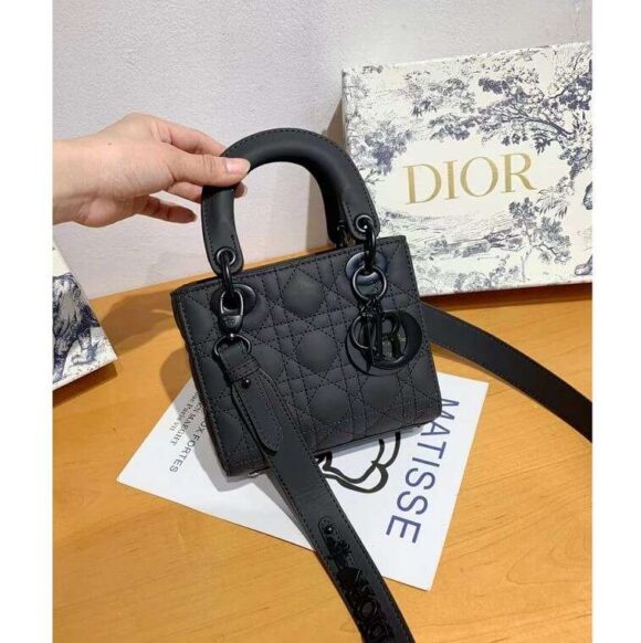 Dior Matte Sling Patent leather Medium Lady Dior Bag Black- AjmanShop