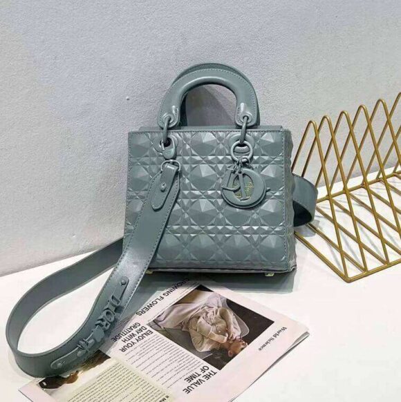 Dior Sling Patent leather Small Lady Dior Bag Pastel- AjmanShop